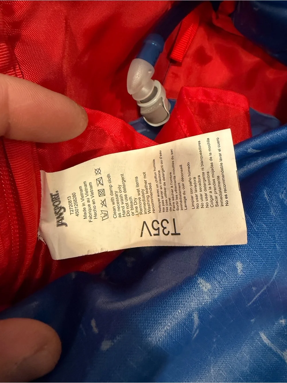 Jansport Blue Backpack with Red Accents and Hydration Bladder